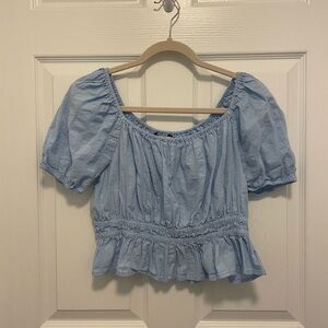 HYPE Baby Blue Cropped Blouse Size L
